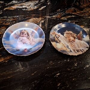 BEAUTIFUL SET OF 2Angel Themed Decorative Plates HAND PAINTED